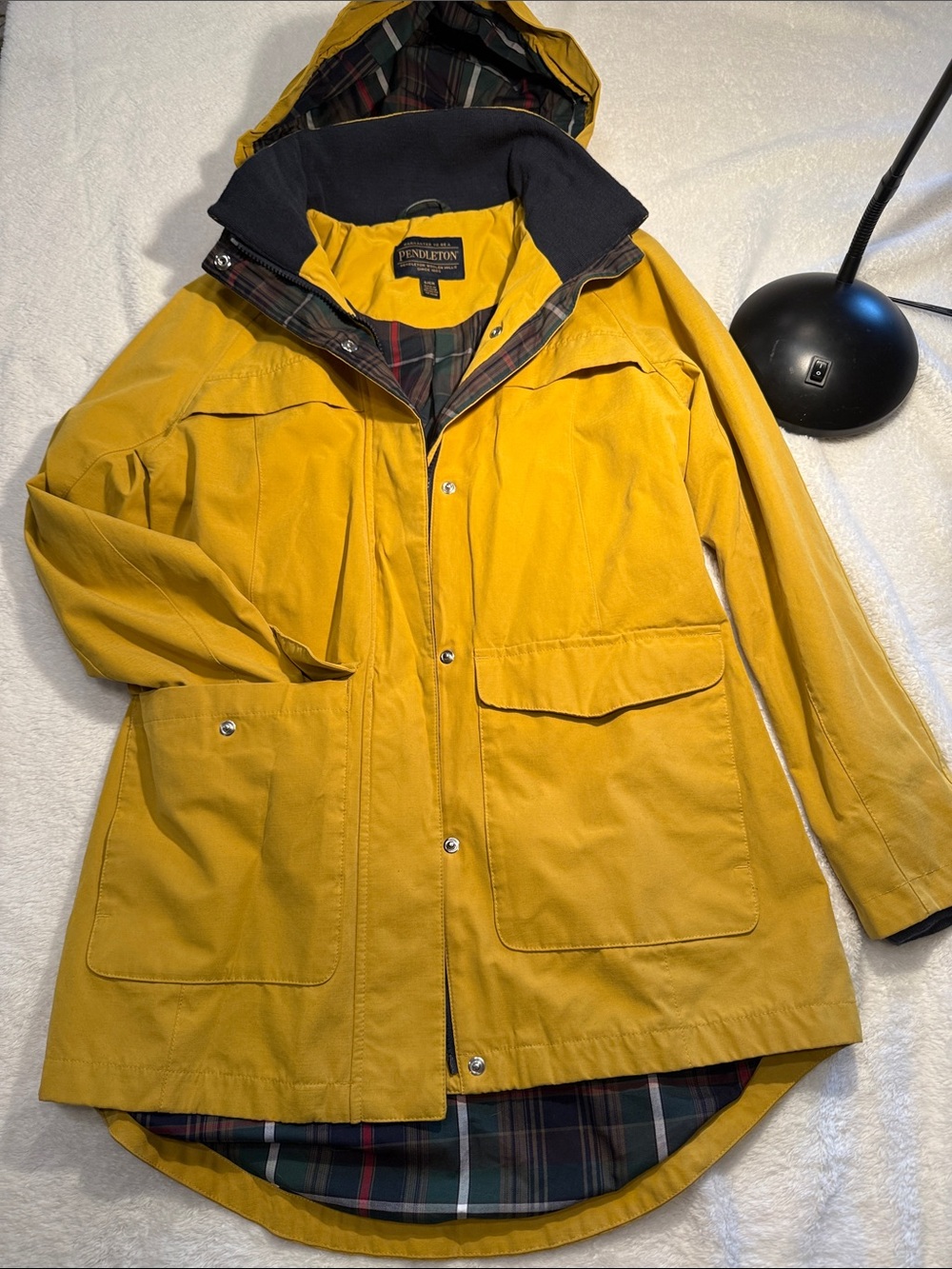 Classic Beautiful Pendleton Mustard Yellow Women’s Hooded Trench Coat